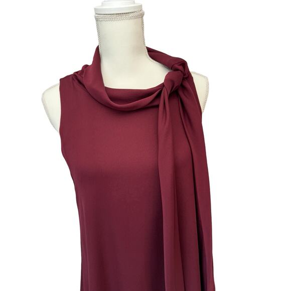 SIGNATURE BY ROBBIE B Burgundy Neck Tie Dress Size 8P - Picture 6 of 11